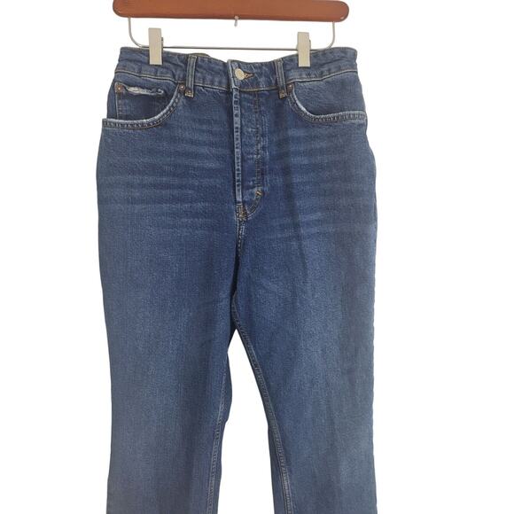 We The Free Button Fly Jeans 31 Womens High Rise Slit Leg Raw Hem Boho - Picture 2 of 11